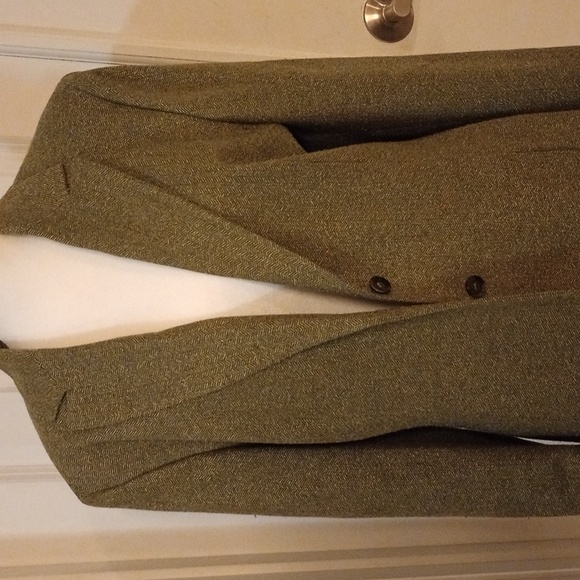 Vintage Jones wear olive green herringbone Blazer, size 16 - Picture 2 of 9